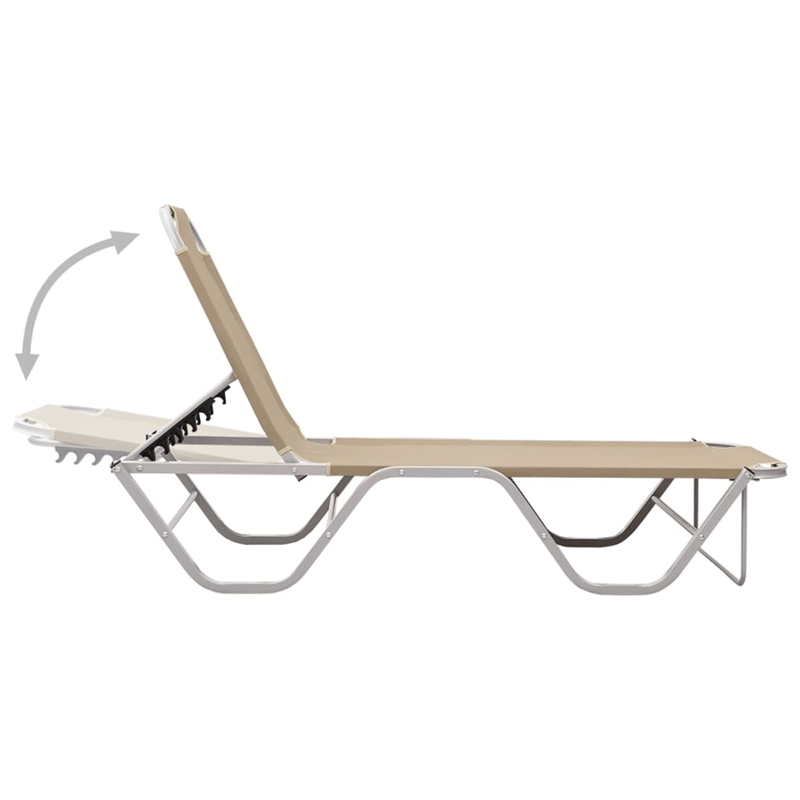 vidaXL Aluminum Sun Lounger in Cream/Silver