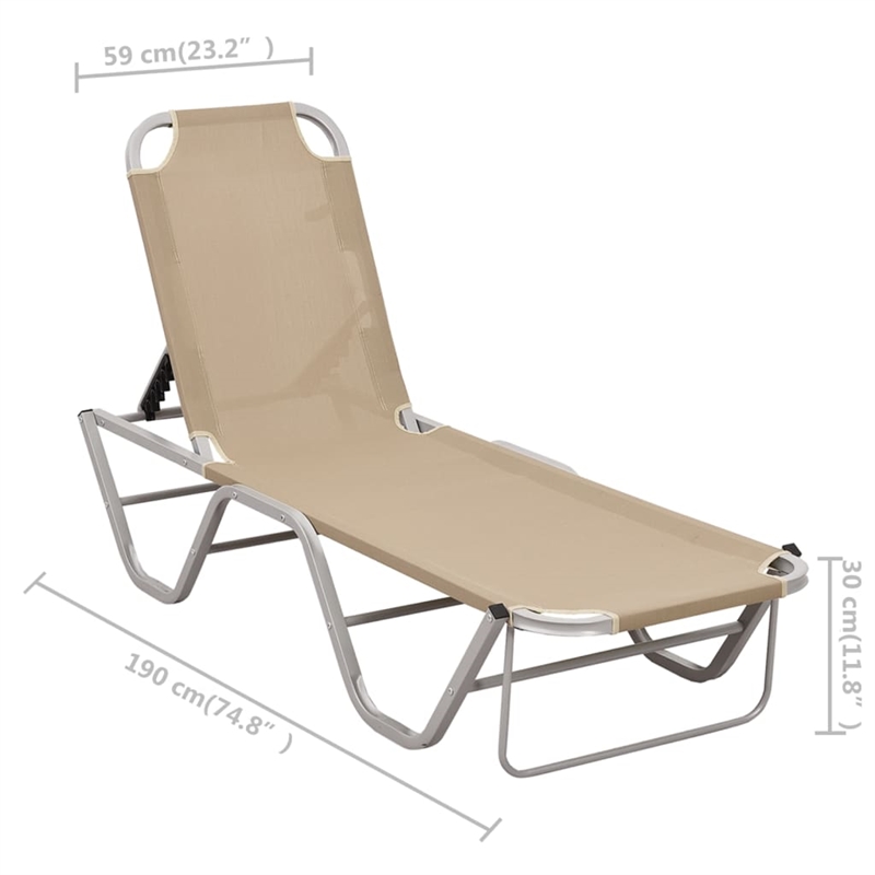 vidaXL Aluminum Sun Lounger in Cream/Silver
