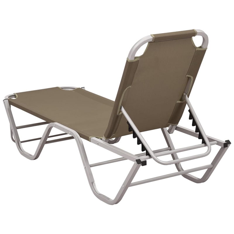 vidaXL Aluminum Sun Lounger w/ Adjustable Armrests in Taupe