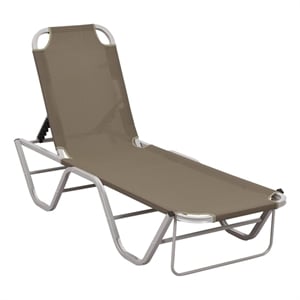 vidaXL Aluminum Sun Lounger w/ Adjustable Armrests in Taupe