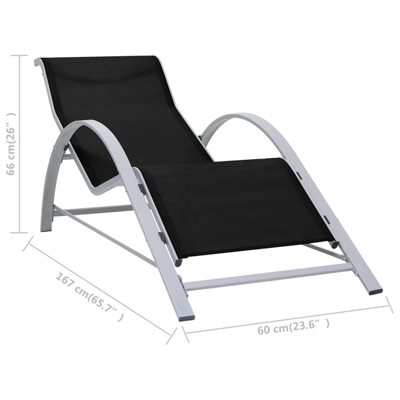 vidaXL Aluminum Sun Lounger in Black