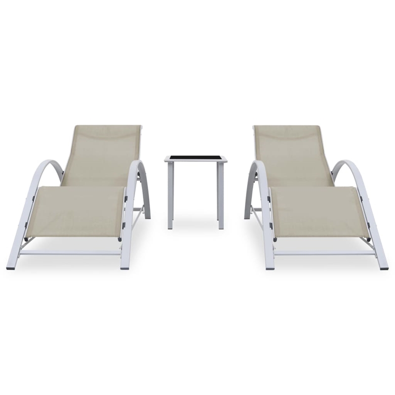 vidaXL Sun Lounger and Table in Silver/Black/Cream