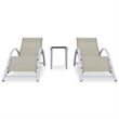 vidaXL Sun Lounger and Table in Silver/Black/Cream