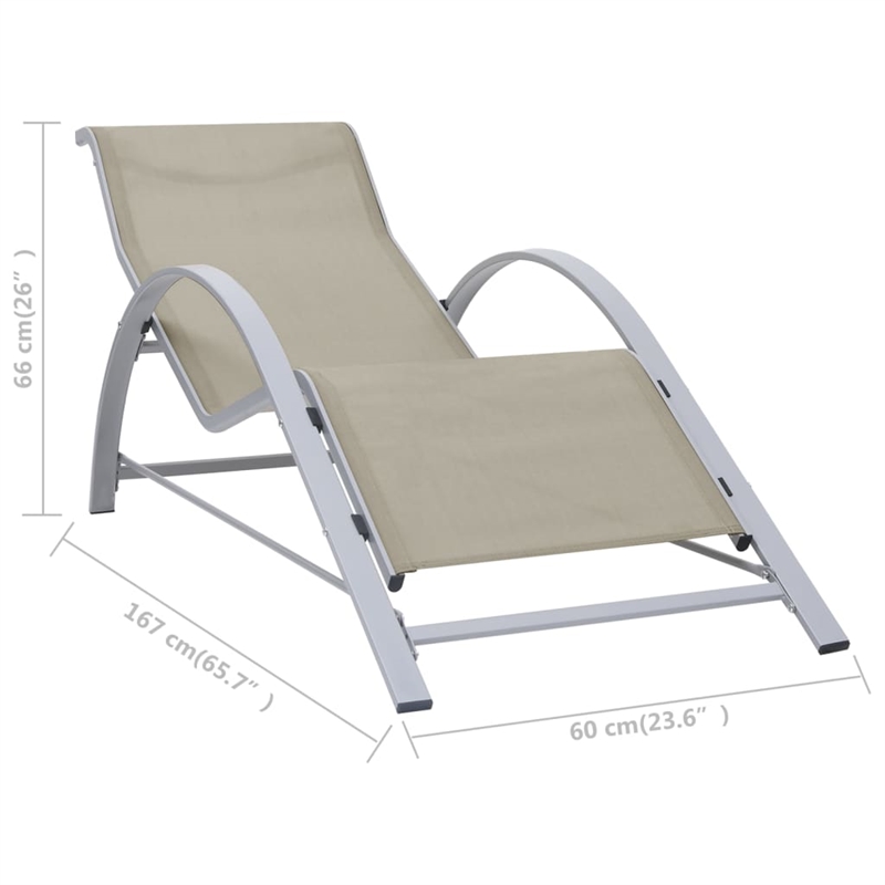 vidaXL Sun Lounger and Table in Silver/Black/Cream