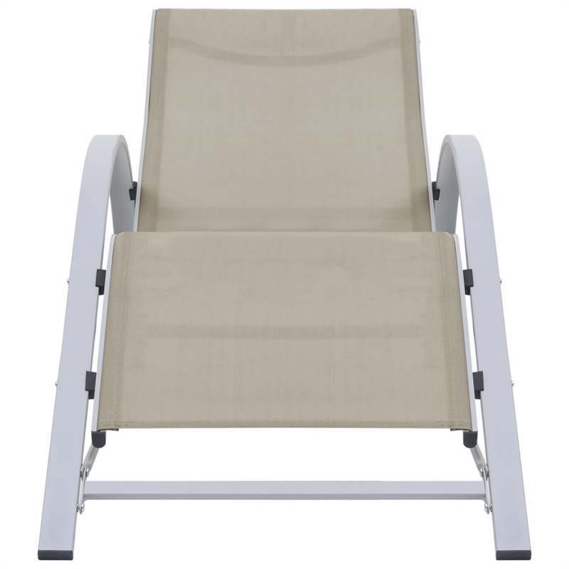 vidaXL Sun Lounger and Table in Silver/Black/Cream