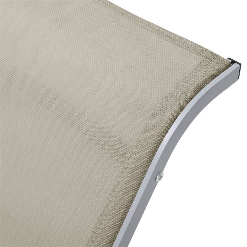 vidaXL Sun Lounger and Table in Silver/Black/Cream