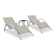 vidaXL Sun Lounger and Table in Silver/Black/Cream