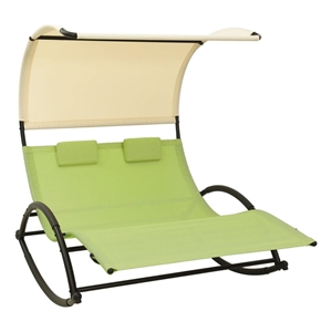 vidaXL Steel Double Sun Lounger in Cream/Green