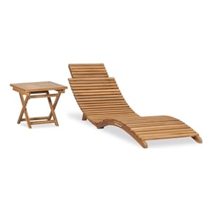 vidaXL Foldable Teak Wood Sun Lounger in Brown