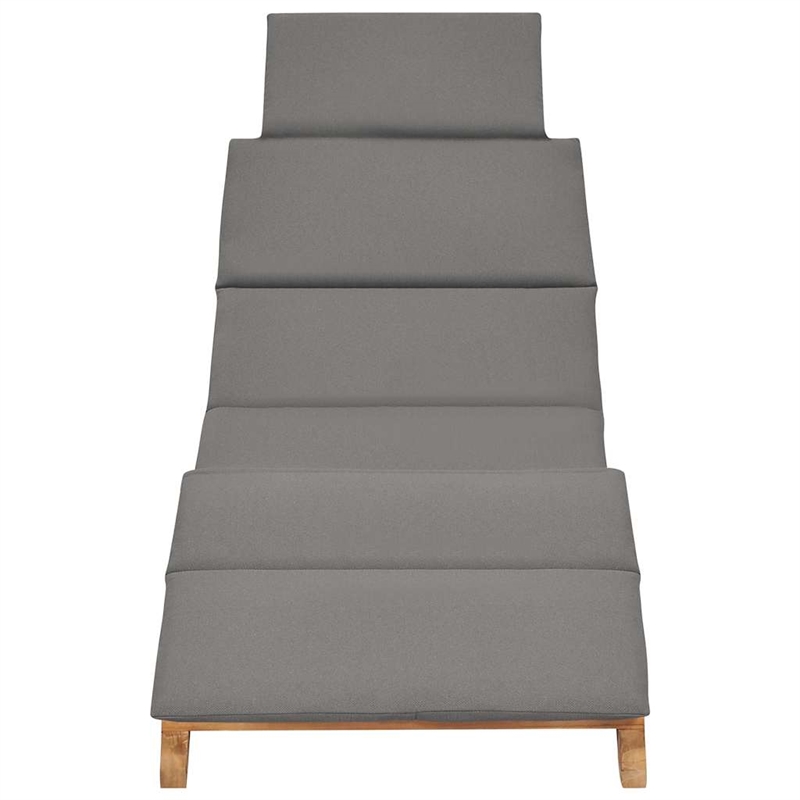 vidaXL Teak Wood Sun Lounger w/ Adjustable Armrests in Dark Gray
