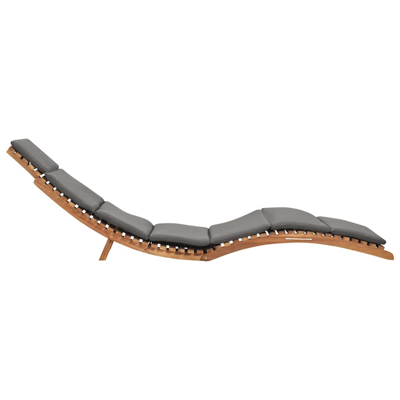 vidaXL Teak Wood Sun Lounger w/ Adjustable Armrests in Dark Gray