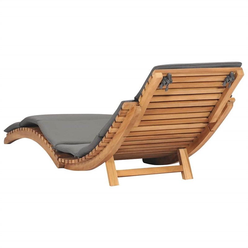vidaXL Teak Wood Sun Lounger w/ Adjustable Armrests in Dark Gray