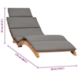 vidaXL Teak Wood Sun Lounger w/ Adjustable Armrests in Dark Gray