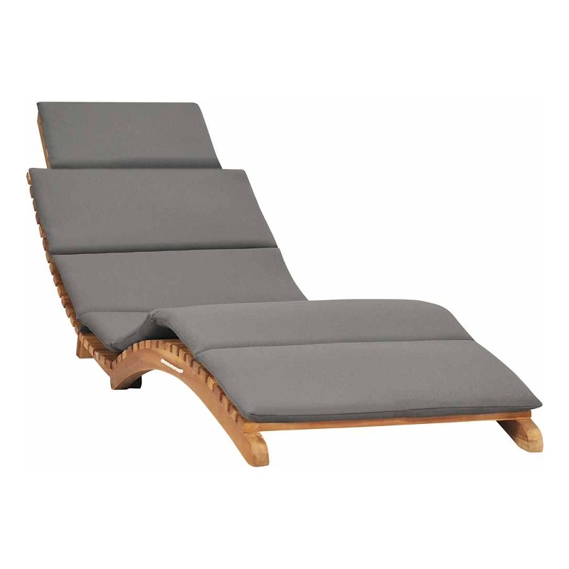 vidaXL Teak Wood Sun Lounger w/ Adjustable Armrests in Dark Gray
