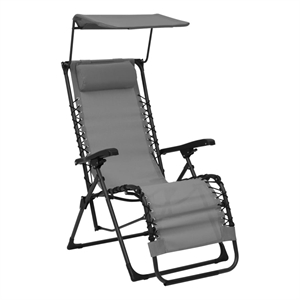 vidaXL Textilene Folding Deck Chair in Gray