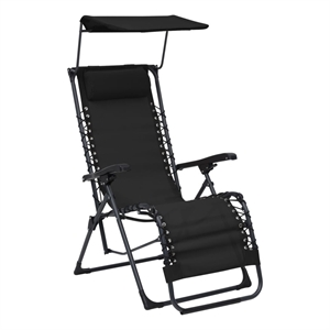 vidaXL Textilene Folding Deck Chair in Black
