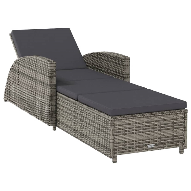 vidaXL PE Rattan Sun Lounger in Dark Gray/Gray