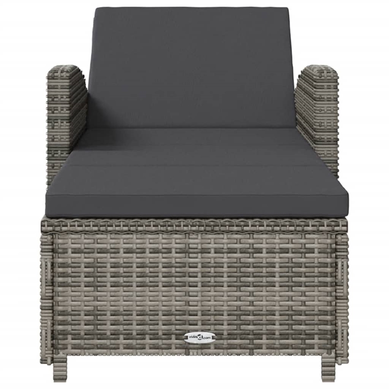 vidaXL PE Rattan Sun Lounger in Dark Gray/Gray