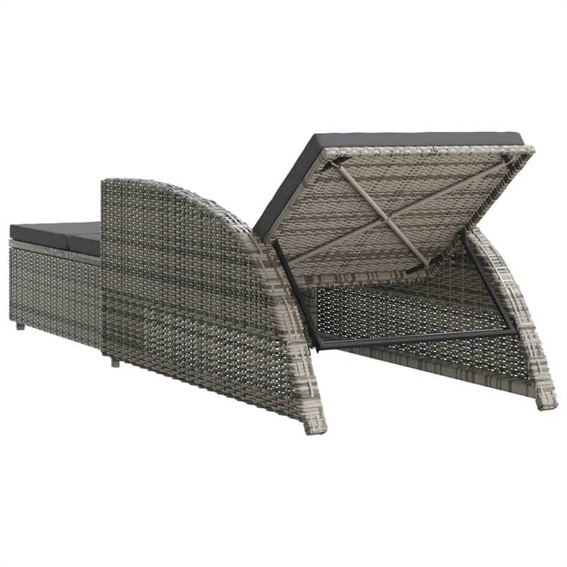 vidaXL PE Rattan Sun Lounger in Dark Gray/Gray