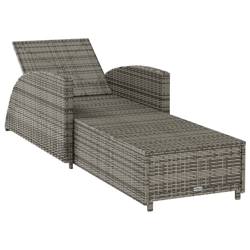 vidaXL PE Rattan Sun Lounger in Dark Gray/Gray