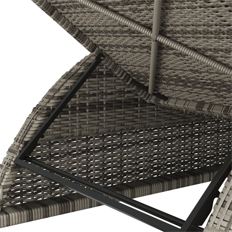 vidaXL PE Rattan Sun Lounger in Dark Gray/Gray