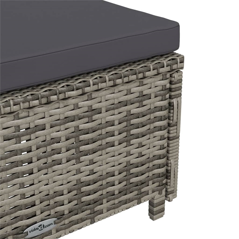 vidaXL PE Rattan Sun Lounger in Dark Gray/Gray