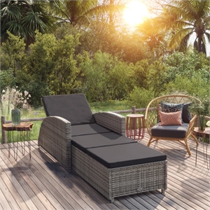 vidaXL PE Rattan Sun Lounger in Dark Gray/Gray