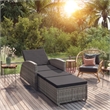 vidaXL PE Rattan Sun Lounger in Dark Gray/Gray