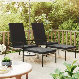 vidaXL PE Rattan Sun Lounger in Gray