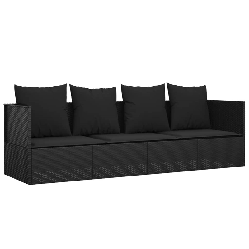 vidaXL PE Rattan Outdoor Lounge Bed in Black