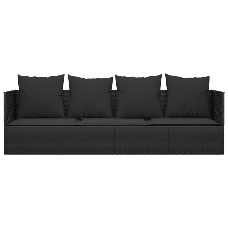 vidaXL PE Rattan Outdoor Lounge Bed in Black