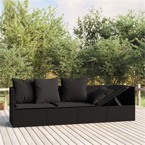 vidaXL PE Rattan Outdoor Lounge Bed in Black