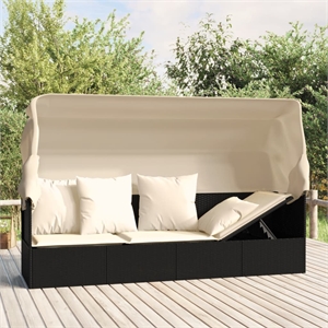 vidaXL Outdoor Lounge Bed in Black/Cream/White