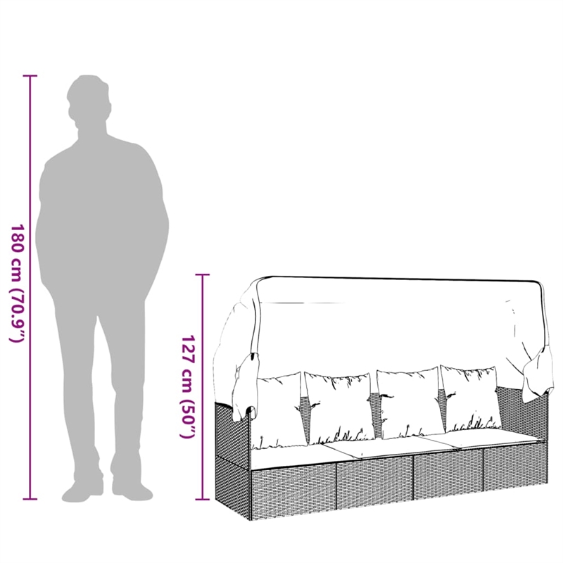 vidaXL Outdoor Lounge Bed in Gray