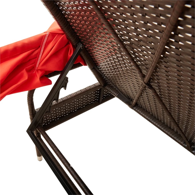vidaXL PE Rattan Sun Lounger in Brown