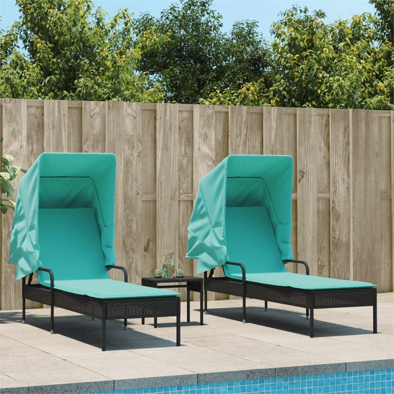 vidaXL Sun Lounger in Black/Turquoise