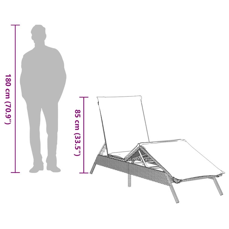 vidaXL PE Rattan Patio Sun Lounger in Gray