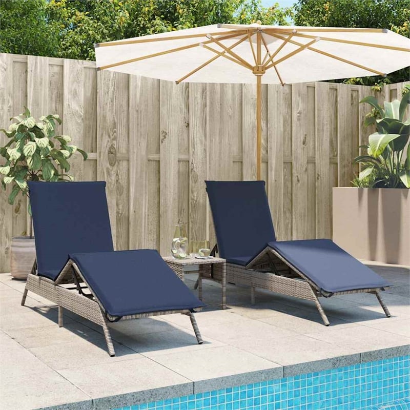 vidaXL PE Rattan Patio Sun Lounger in Gray