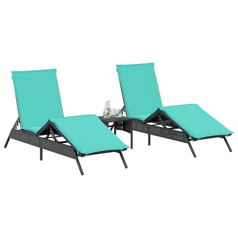 vidaXL Pation Sun Lounger in Black/Blue