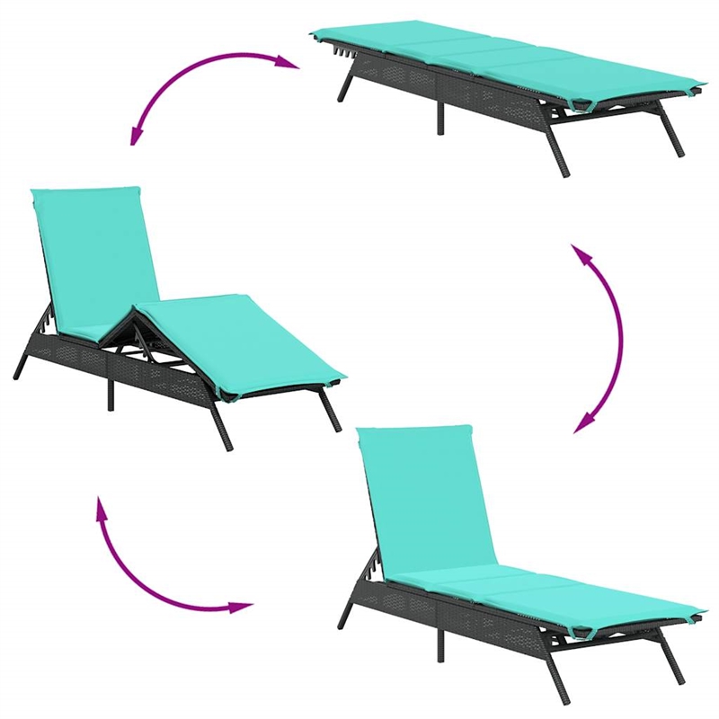 vidaXL Pation Sun Lounger in Black/Blue