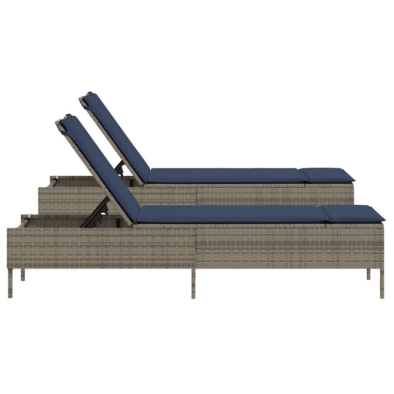 vidaXL PE Rattan Sun Lounger w/ Adjustable Armrests in Gray