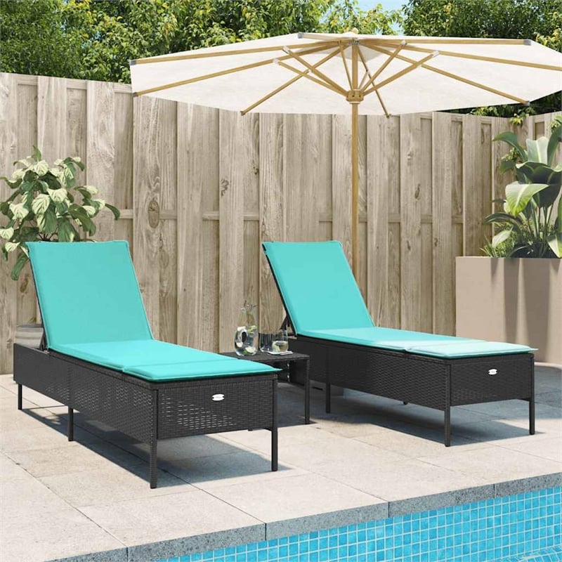 vidaXL Patio Sun Lounger in Black/Blue