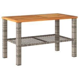 vidaXL PE Rattan Medium Durable Garden Dining Table in Gray