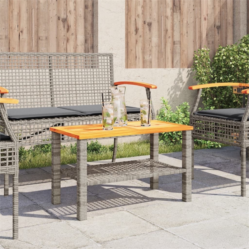 vidaXL PE Rattan Medium Durable Garden Dining Table in Gray