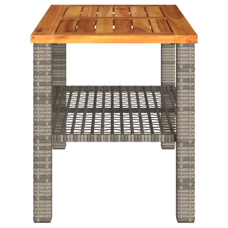 vidaXL PE Rattan Medium Durable Garden Dining Table in Gray