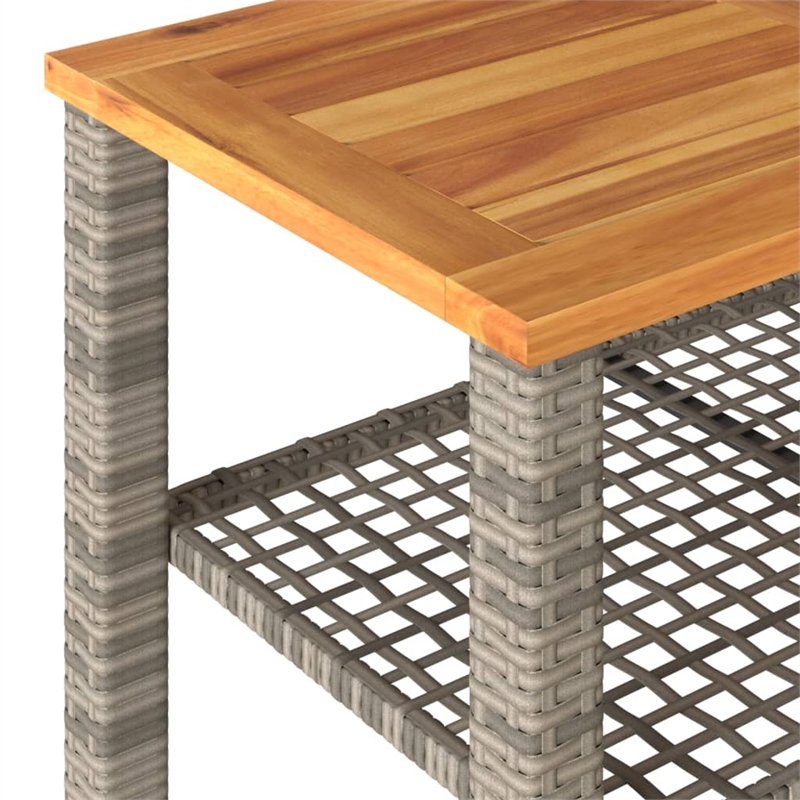 vidaXL PE Rattan Medium Durable Garden Dining Table in Gray