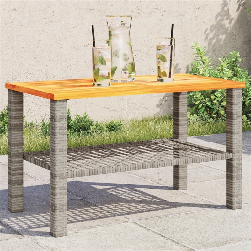 vidaXL PE Rattan Medium Durable Garden Dining Table in Gray