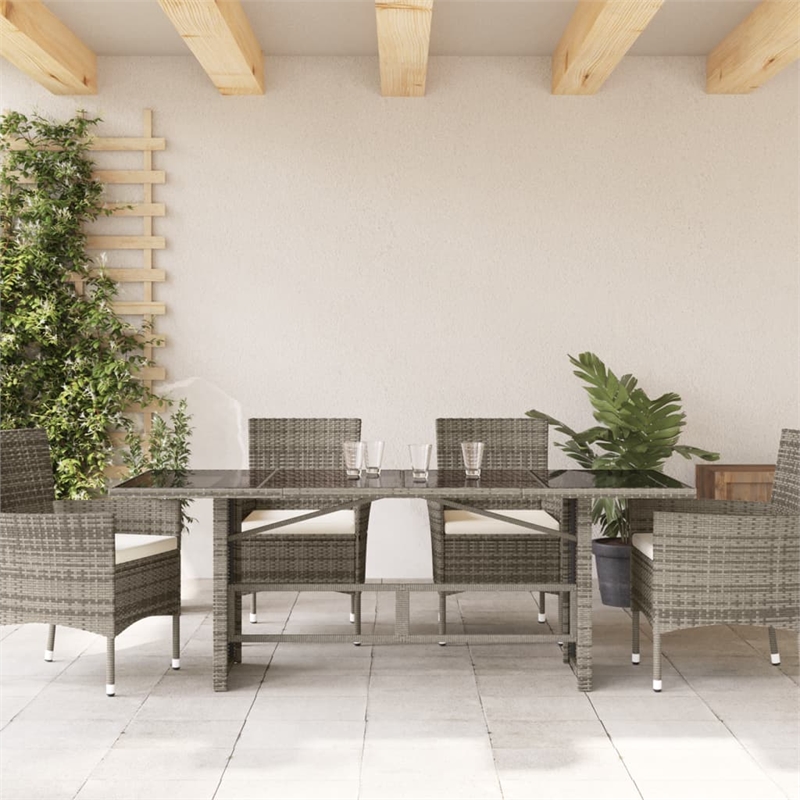 vidaXL PE Rattan and Metal Garden Dining Table in Gray