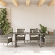 vidaXL PE Rattan and Metal Garden Dining Table in Gray