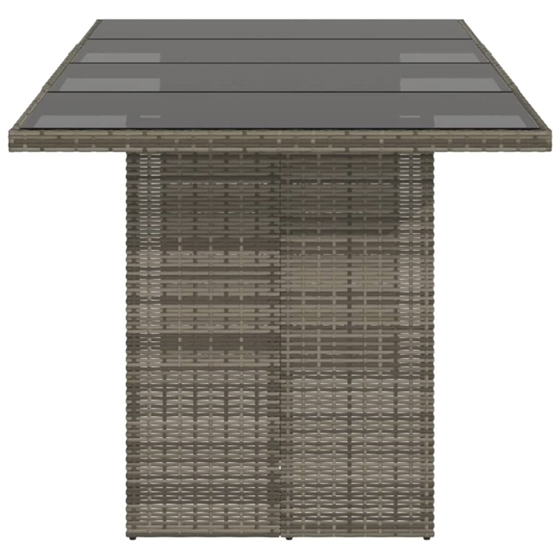 vidaXL PE Rattan and Metal Garden Dining Table in Gray